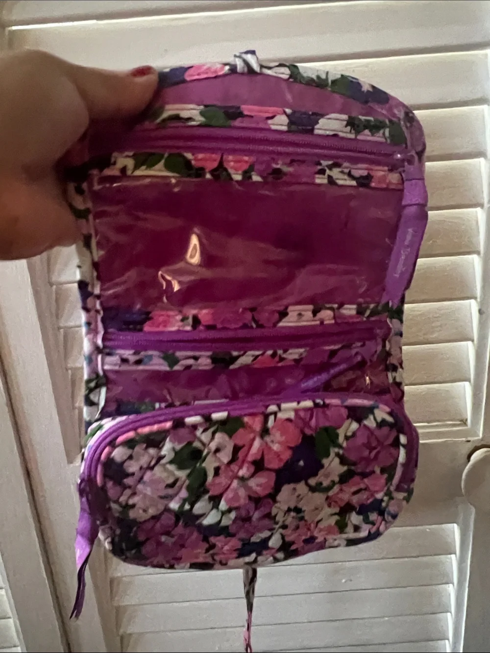 Vera Bradley Quilted Floral Cosmetic Bag in Purple and Pink